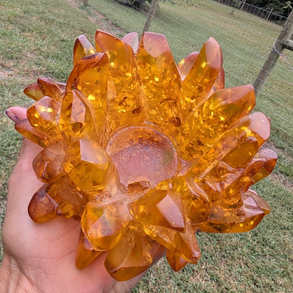 VTG FAUX CRYSTAL TEA LIGHT CANDLE HOLDER